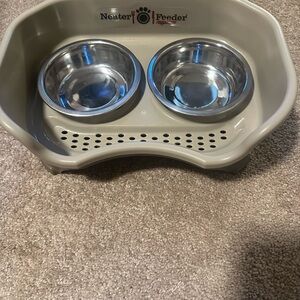 Elevated Cat Bowl - brown/tan